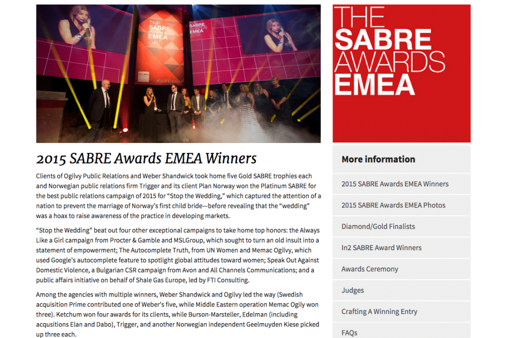 Sabre Awards EMEA
